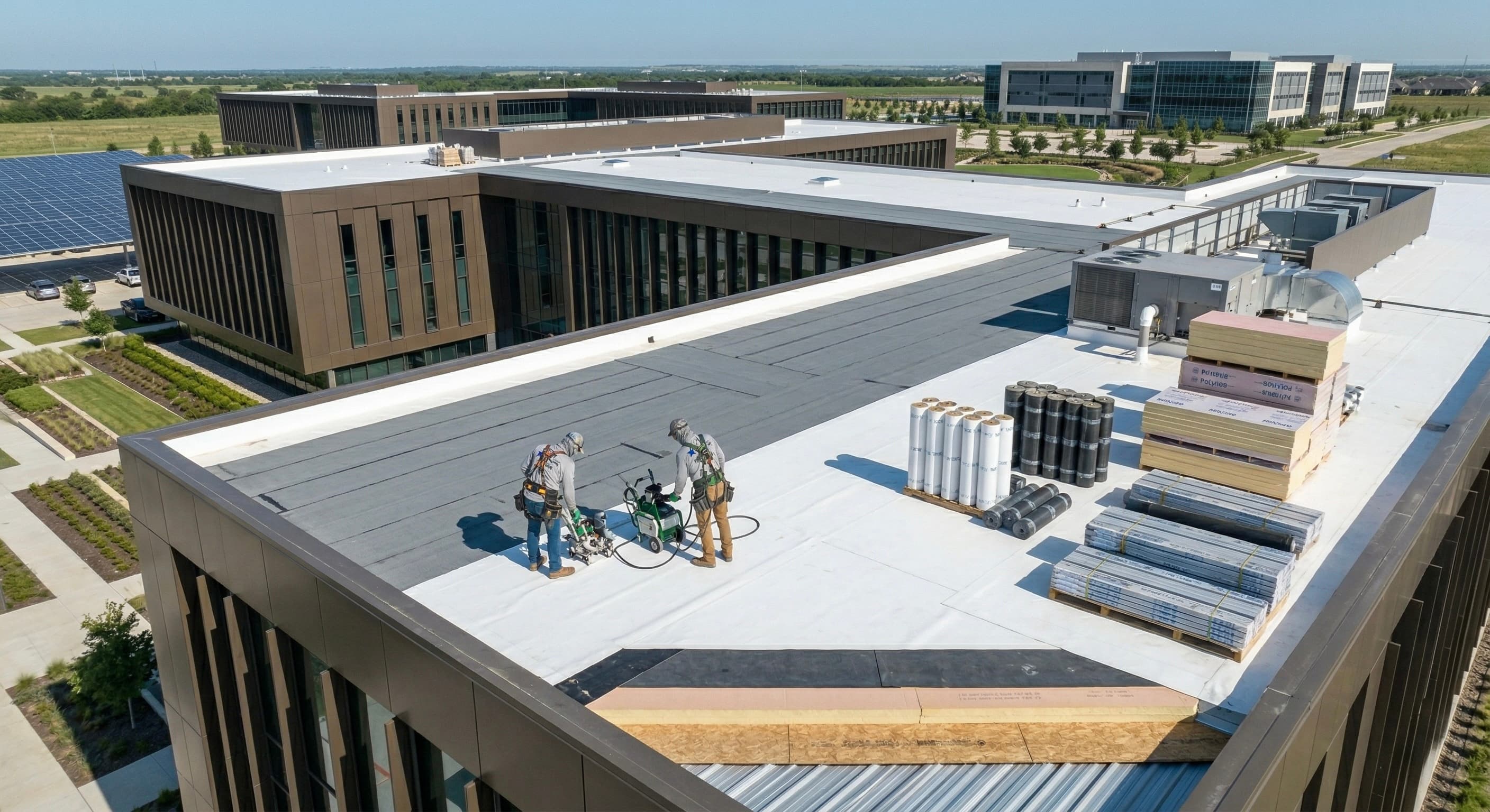Commercial single-ply roofing membrane installation