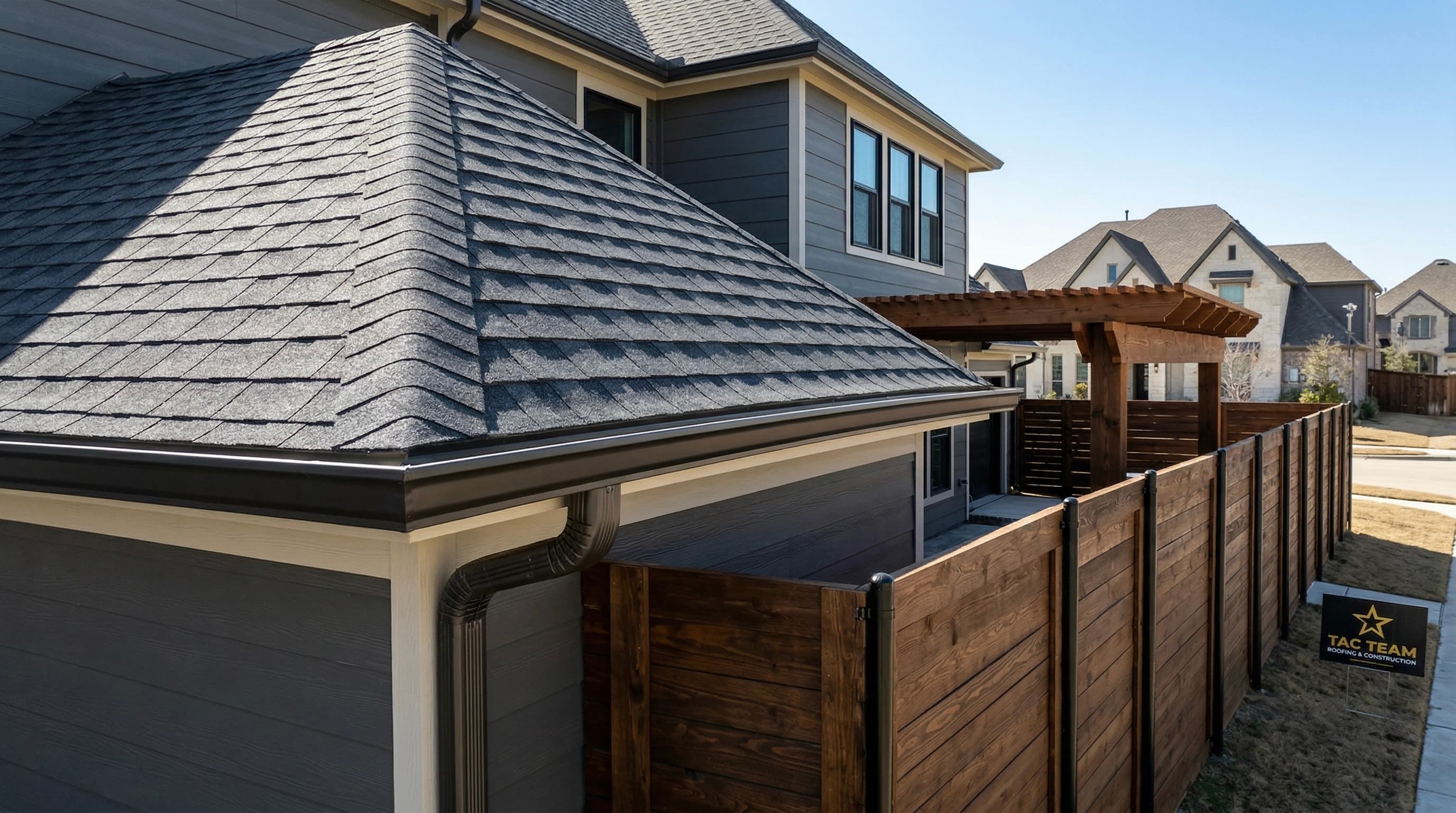New architectural shingle roof installed on a residential home